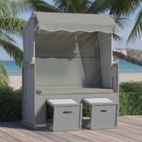 Strandkorb Strandkorb mit grauem Holz-Synthetik-Rattan-Baldachin von vidaXL, Liegen - Ref: Foro24-318650, Preis: 292,48 €, Ra...