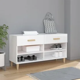 Glossy white plywood shoe cabinet 102x35x55 cm by vidaXL, Shoe racks and shoe organizers - Ref: Foro24-812822, Price: 57,04 €...