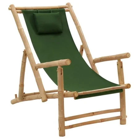 Strandkorb aus Bambus und grünem Segeltuch von vidaXL, Gartenstühle - Ref: Foro24-318598, Preis: 76,96 €, Rabatt: %