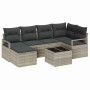Conjunto de sofá de jardín 7 pcs Gris claro Poliratán