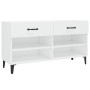 Mueble zapatero madera contrachapada blanco brillo 102x35x55 cm de vidaXL, Zapateros y organizadores de calzado - Ref: Foro24...
