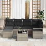 Conjunto de sofá de jardín 7 pcs Gris claro Poliratán