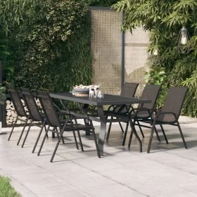 Mesa de jardín acero y vidrio gris y negro 180x80x70 cm de vidaXL, Mesas de jardín - Ref: Foro24-318771, Precio: 241,94 €, De...