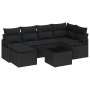 Conjunto de sofá de jardín 7 pcs Negro Poliratán