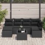 Conjunto de sofá de jardín 7 pcs Negro Poliratán
