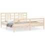 Bed frame with solid wood headboard 200x200 cm by vidaXL, Beds and slatted bases - Ref: Foro24-3193941, Price: 144,11 €, Disc...