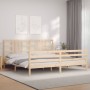 Bed frame with solid wood headboard 200x200 cm by vidaXL, Beds and slatted bases - Ref: Foro24-3193941, Price: 144,11 €, Disc...
