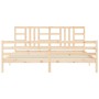 Bed frame with solid wood headboard 200x200 cm by vidaXL, Beds and slatted bases - Ref: Foro24-3193941, Price: 144,11 €, Disc...