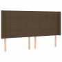 Cama box spring colchón luces LED tela marrón oscuro 200x200 cm