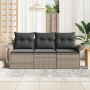 Set de Sofá de Jardín de 3 piezas con Cojines Gris Ratán Poliéster de , Sofás de exterior - Ref: Foro24-3353888, Precio: 243,...