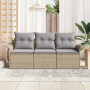 Conjunto de Sofás de Jardín de 3 Piezas con Cojines de Ratán Beige de Poliéster | Foro24.es | Tu tienda online para hogar, jardín y más Foro24.es