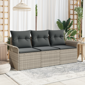 Juego de Sofá de Jardín de 3 Piezas con Cojines Gris Claro Poliratán by , Outdoor sofas - Ref: Foro24-3353891, Price: 235,27 ...