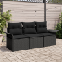 Conjunto de 3 Piezas de Sofás de Jardín con Cojines Negro Poliratán | Foro24.es | Tu tienda online para hogar, jardín y más Foro24.es