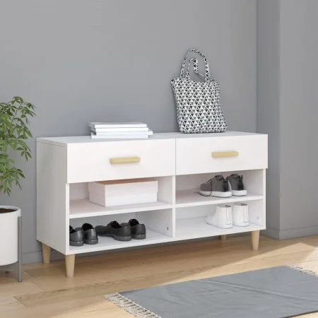 Mueble zapatero de madera contrachapada blanco 102x35x55 cm by vidaXL, Shoe racks and shoe organizers - Ref: Foro24-812816, P...