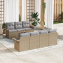 Juego de Sofá de Jardín  de 8 Piezas con Cojines Beige Rattan Poliwicker | Foro24.es | Tu tienda online para hogar, jardín y más Foro24.es
