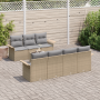 Juego de Sofá de Jardín  de 8 Piezas con Cojines Beige Rattan Poliwicker | Foro24.es | Tu tienda online para hogar, jardín y más Foro24.es