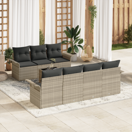 Conjunto de Sofá de Jardín de 8 Piezas con Cojines Gris Claro Ratán von , Outdoor-Sofas - Ref: Foro24-3353941, Preis: 599,81 ...