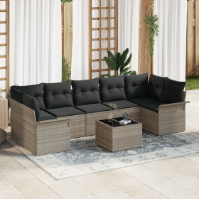 Juego de Sofá de Jardín de 8 Piezas con Cojines Gris Claro Poliratán by , Outdoor sofas - Ref: Foro24-3353951, Price: 569,21 ...