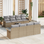 Conjunto de Sofá de Jardín de 9 Piezas con Cojines Beige de Mimbre | Foro24.es | Tu tienda online para hogar, jardín y más Foro24.es