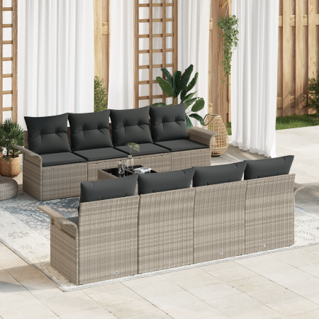 Conjunto de Sofás de Jardín de 9 Piezas con Cojines Gris Claro Ratán Sintético von , Outdoor-Sofas - Ref: Foro24-3353961, Pre...