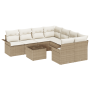 Juego de Sofá de Jardín de 9 Piezas con Cojines Beige de Ratán Sintético von , Outdoor-Sofas - Ref: Foro24-3353970, Preis: 65...