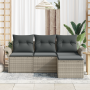 Set de Sofá de Jardín de 4 Piezas con Cojines Gris Claro Ratán Poliéster by , Outdoor sofas - Ref: Foro24-3353981, Price: 286...
