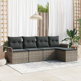 Conjunto de Sofá de Jardín de 5 Piezas con Cojines Gris Poliratán by , Outdoor sofas - Ref: Foro24-3353988, Price: 347,02 €, ...