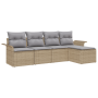 Conjunto de sofá de jardín de 5 piezas con cojines de ratán sintético beige | Foro24.es | Tu tienda online para hogar, jardín y más Foro24.es