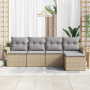 Conjunto de sofá de jardín de 5 piezas con cojines de ratán sintético beige | Foro24.es | Tu tienda online para hogar, jardín y más Foro24.es