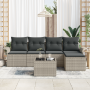 Conjunto de Sofá de Jardín de 6 Piezas con Cojines Gris Rattan Poliéster von , Outdoor-Sofas - Ref: Foro24-3354001, Preis: 38...