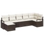 Conjunto de sofá de jardín 7 pcs Marrón Poliratán