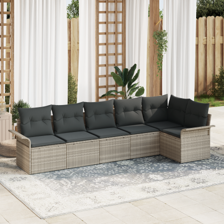 Juego de Sofá de Jardín de 6 Piezas con Cojines Gris Claro Poliratán von , Outdoor-Sofas - Ref: Foro24-3354051, Preis: 420,67...