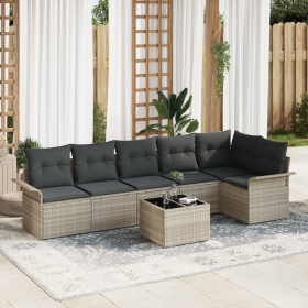 Conjunto de sofá de jardín de 7 piezas con cojines gris ratán poli by , Outdoor sofas - Ref: Foro24-3354061, Price: 469,23 €,...