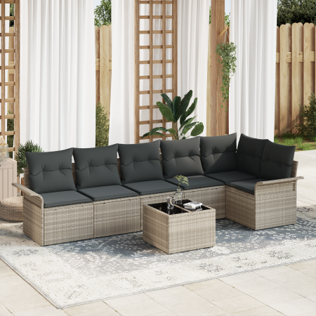 Conjunto de sofá de jardín de 7 piezas con cojines gris ratán poli von , Outdoor-Sofas - Ref: Foro24-3354061, Preis: 469,23 €...
