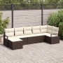Conjunto de sofá de jardín 7 pcs Marrón Poliratán