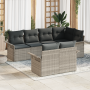 Juego de Sofá de Jardín de 7 piezas con Cojines Gris Claro Poliratán by , Outdoor sofas - Ref: Foro24-3354071, Price: 562,48 ...