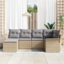 Conjunto de Sofá de Jardín de 6 Piezas con Cojines Beige de Ratán Poliéster | Foro24.es | Tu tienda online para hogar, jardín y más Foro24.es