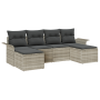 Conjunto de Sofás de Jardín de 6 piezas con Cojines Ratán Poliéster Gris Claro de , Sofás de exterior - Ref: Foro24-3354141, ...