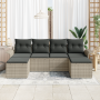 Conjunto de Sofás de Jardín de 6 piezas con Cojines Ratán Poliéster Gris Claro de , Sofás de exterior - Ref: Foro24-3354141, ...