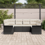 Conjunto de Sofá de Jardín de 6 Piezas con Cojines Ratán Poliéster Negro de , Sofás de exterior - Ref: Foro24-3354166, Precio...