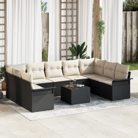 Set de sofá de jardín de 9 piezas con cojines en marrón de poliratán de , Sofás de exterior - Ref: Foro24-3354196, Precio: 62...