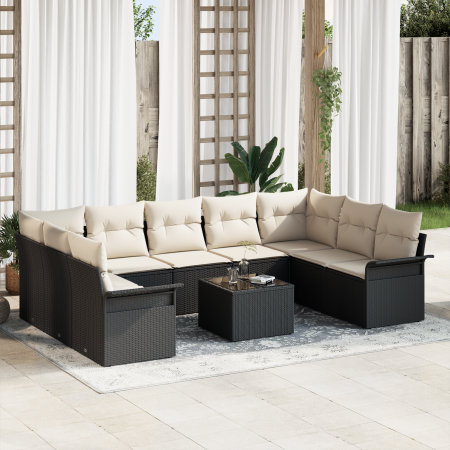 Set de sofá de jardín  de 9 piezas con cojines en marrón de poliratán | Foro24.es | Tu tienda online para hogar, jardín y más Foro24.es