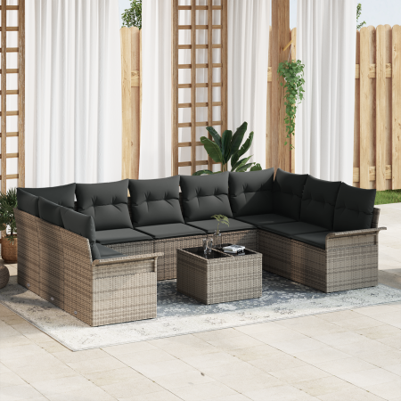 Juego de Sofás de Jardín de 9 Piezas con Cojines de Poliratan Negro by , Outdoor sofas - Ref: Foro24-3354198, Price: 617,79 €...