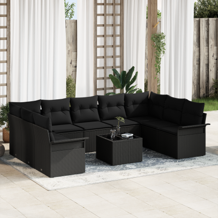 Conjunto de Sofá de Jardín de 10 Piezas con Cojines Beige Polirratán | Foro24.es | Tu tienda online para hogar, jardín y más Foro24.es