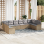 Sofá de Jardín  de 10 Piezas con Cojines Beige Ratán Poliéster | Foro24.es | Tu tienda online para hogar, jardín y más Foro24.es