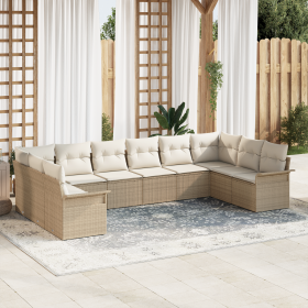 Set de sofá de jardín de 10 piezas con cojines Beige Poliratán von , Outdoor-Sofas - Ref: Foro24-3354210, Preis: 660,20 €, Ra...