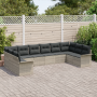 Set de Sofá de Jardín de 10 Piezas con Cojines Gris Claro Rattan Poliéster by , Outdoor sofas - Ref: Foro24-3354211, Price: 7...