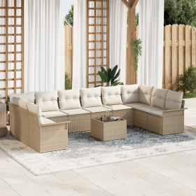 Conjunto de Sofá de Jardín de 11 Piezas con Cojines de Ratán Poliéster Marrón by , Outdoor sofas - Ref: Foro24-3354220, Price...