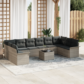 Juego de sofá de jardín modular de 11 piezas con cojines gris poliratán de , Sofás de exterior - Ref: Foro24-3354221, Precio:...