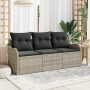 Conjunto de Sofás de Jardín de 3 Piezas con Cojines Gris Claro de Rattan de Polietileno de , Sofás de exterior - Ref: Foro24-...